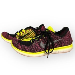 Nike Free RN Flyknit Running Shoes Magenta Pink, Neon Green, Black Women’s 7